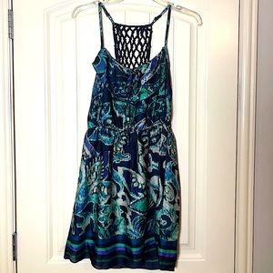 Silky Vibrant Colored Dress with a Unique Accent on the Back- Size S- Like New!